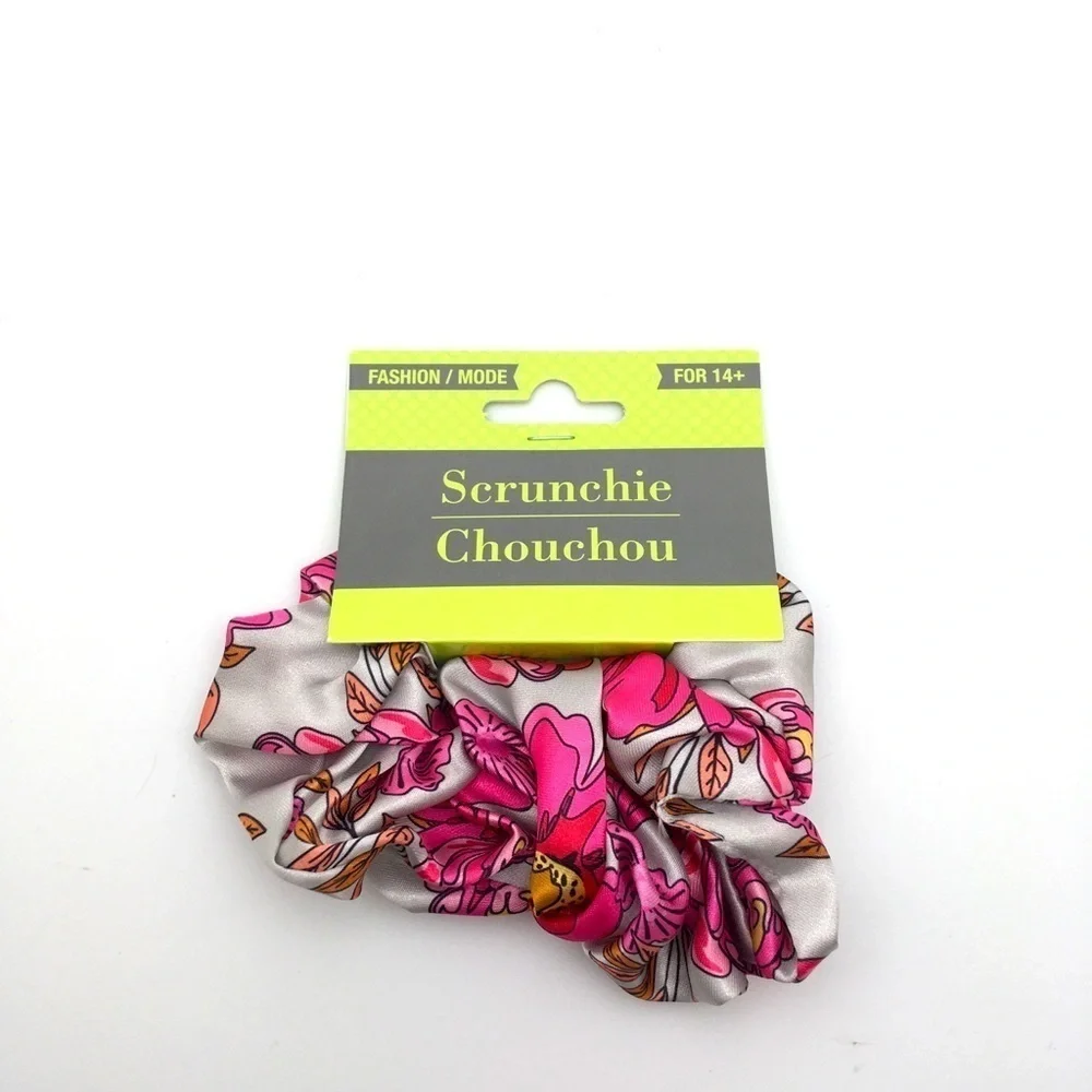 Designer Scarf Silk Satin Scrunchies Set - Floral Patterns